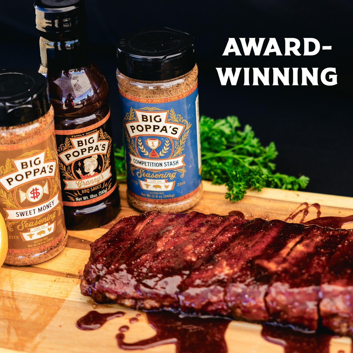 Big Poppa’s Granny’s BBQ Sauce 3-Pack - Award-Winning Sweet BBQ Sauce for Chicken, Pork and Beef - Thin Glaze-Style, Mild Heat, Crowd-Pleasing Flavor