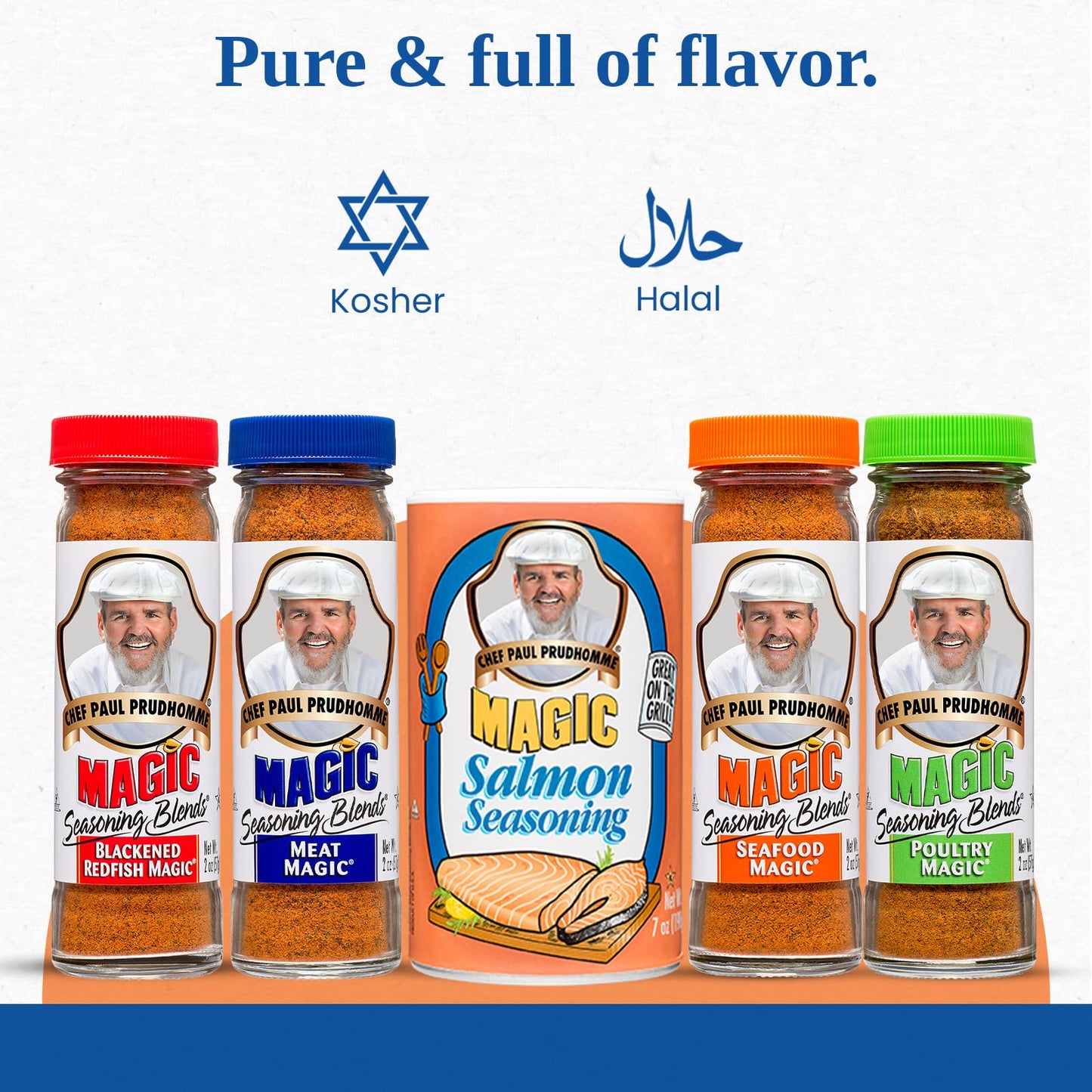 Magic Seasoning Blends Variety Pack, Blackened Fish & Meat Spices, Seasonings for Cooking, 2 oz Poultry, Redfish, Meat, Seafood, 7 oz Salmon, 5-Pack