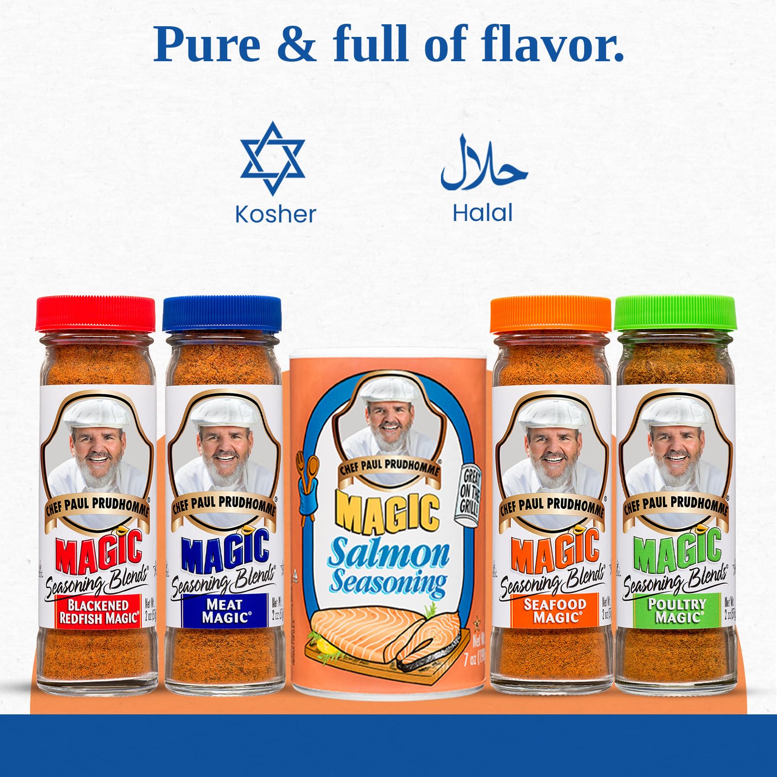 Magic Seasoning Blends Variety Pack, Blackened Fish & Meat Spices, Seasonings for Cooking, 2 oz Poultry, Redfish, Meat, Seafood, 7 oz Salmon, 5-Pack