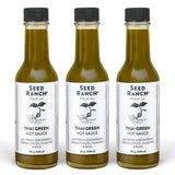 Seed Ranch Thai Green Hot Sauce, 3 Pack - Mild Heat - Lemongrass, Green Chilies, Cilantro & Basil, Organic Gourmet Hot Sauce - Vegan, Non-GMO