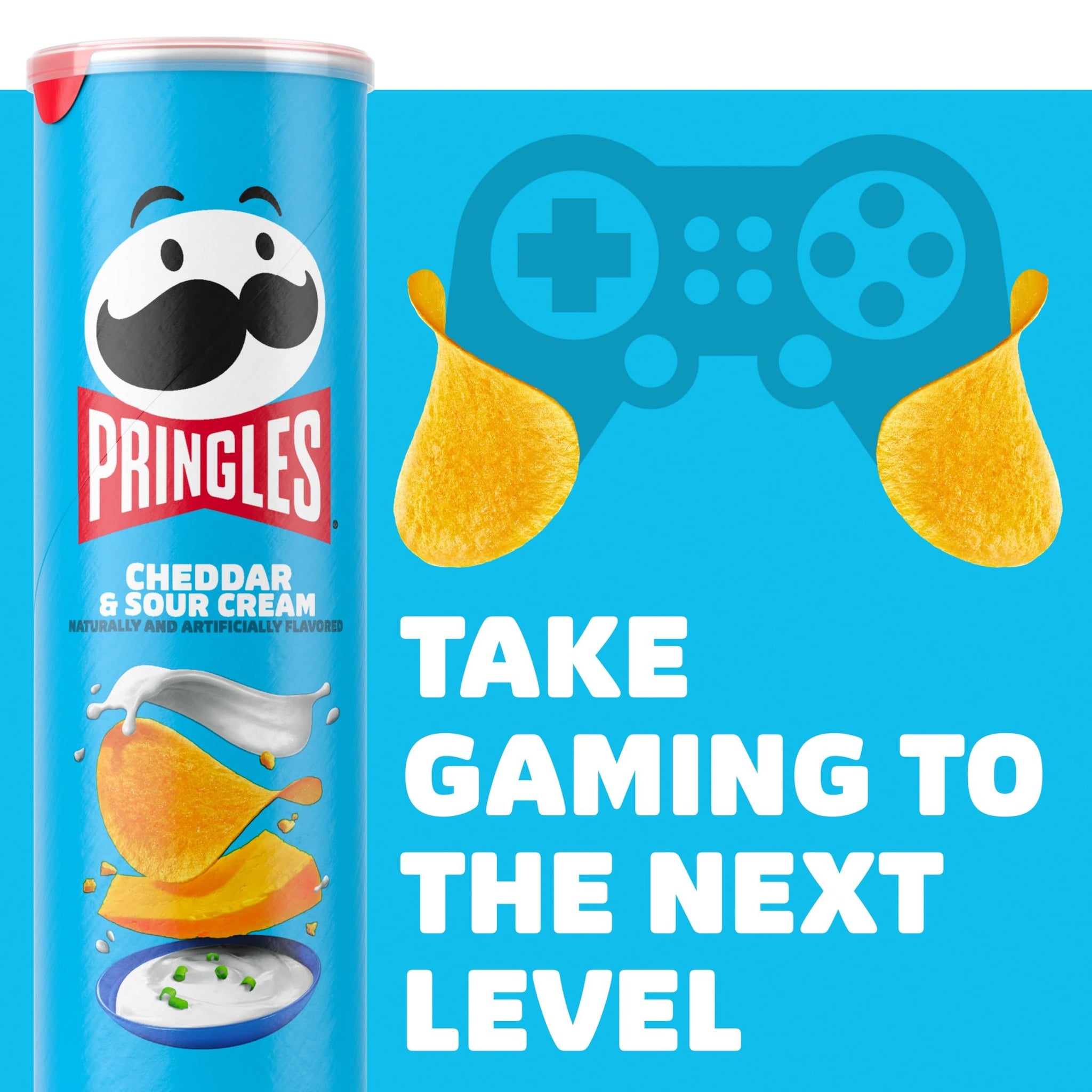 Pringles Potato Crisps Chips, Lunch Snacks, On-The-Go Snacks, Cheddar and Sour Cream, 5.5oz Can (One Can)