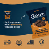 Chocxo Dark Milk Chocolate Toffee, Almond & Sea Salt Snaps - Low in Real Sugar, Organic, Non-GMO, Gluten Free & Kosher, No Artificial Sweeteners or