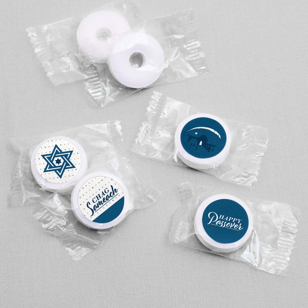 Happy Passover Party Favors - Round Candy Stickers - 108pc