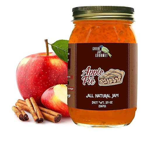 Green Jay Gourmet Apple Pie Jam - All-Natural Fruit Jam with Apples, Cinnamon & Spices - Vegan, Gluten-free Jam - Contains No Preservatives or Corn