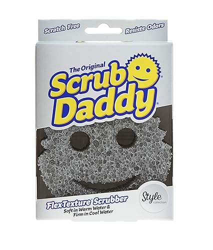 Scrub Daddy Smiling Scrubber, Grey - Scratch-Free Multipurpose Dish Sponge - BPA Free & Made with Polymer Foam - Stain & Odor Resistant Kitchen Sponge