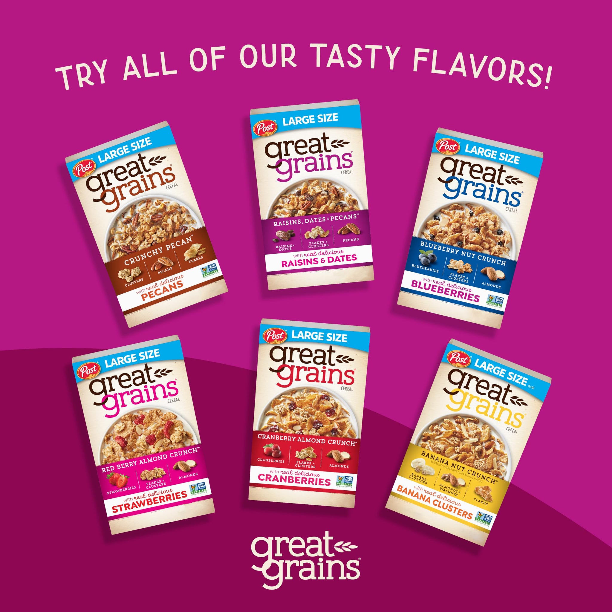 Great Grains Blueberry Nut Crunch Cereal With Granola Clusters, 13.5 oz Box