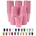 Exquisite Party Solids 12 Oz Pink Plastic Cups For Party Supplies 50 Pack | Pink Disposable Cups Plastic | Disposable Drinkware For Parties, Events