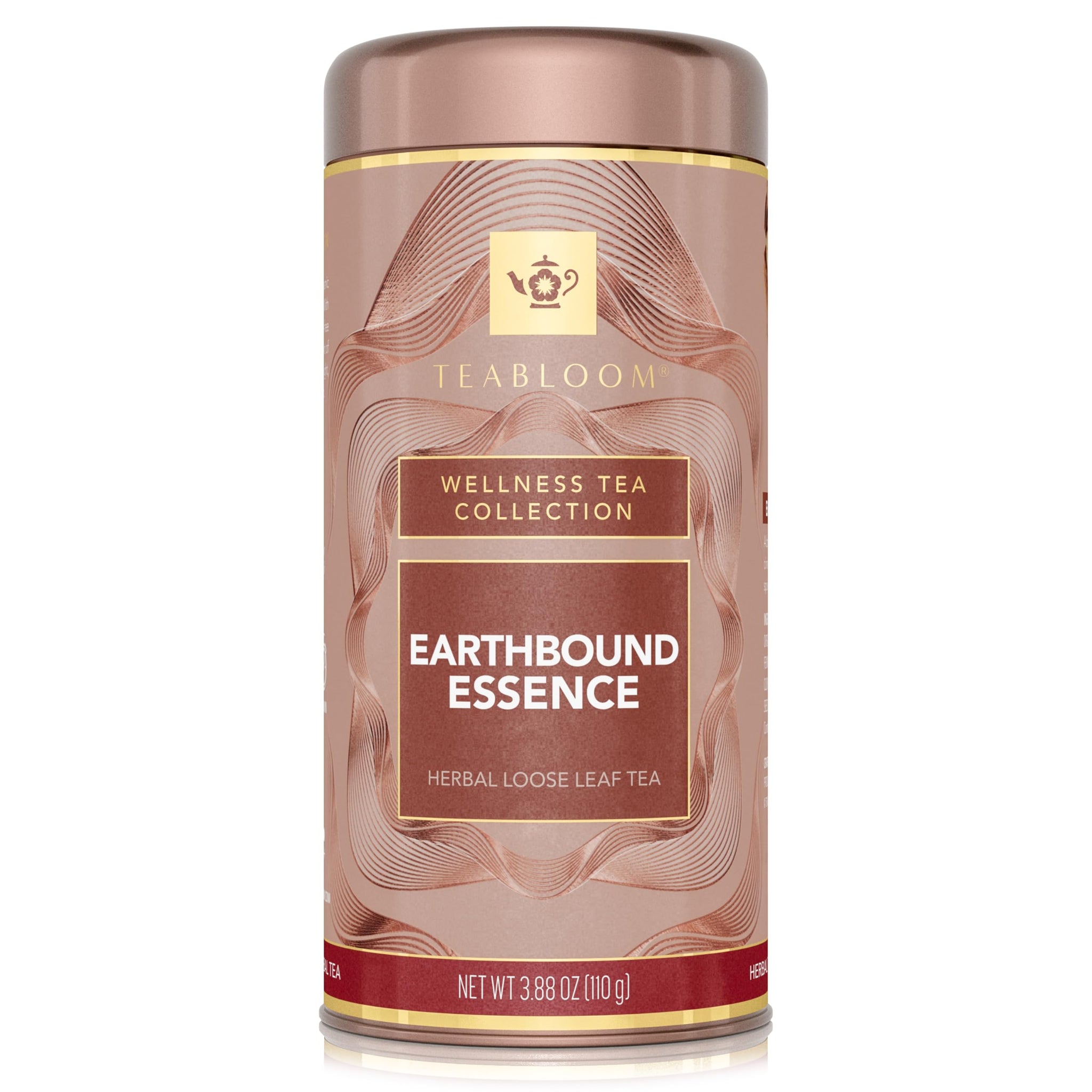 Teabloom Earthbound Essence Loose Leaf Herbal Tea with Orange, Ginger & Chai Spices | Warm Cinnamon & Citrus Blend | Canister Makes 35-50 Cups |