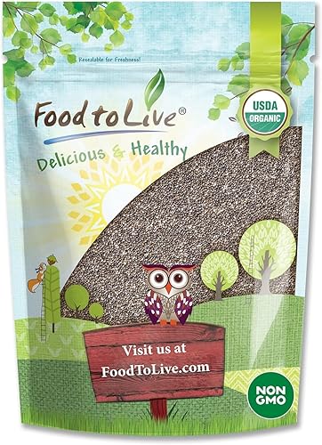 Food to Live - Organic Black Chia Seeds, 2 Pounds - Non-GMO, Whole, Sproutable, Vegan, Kosher, Keto, Sirtfood, Bulk