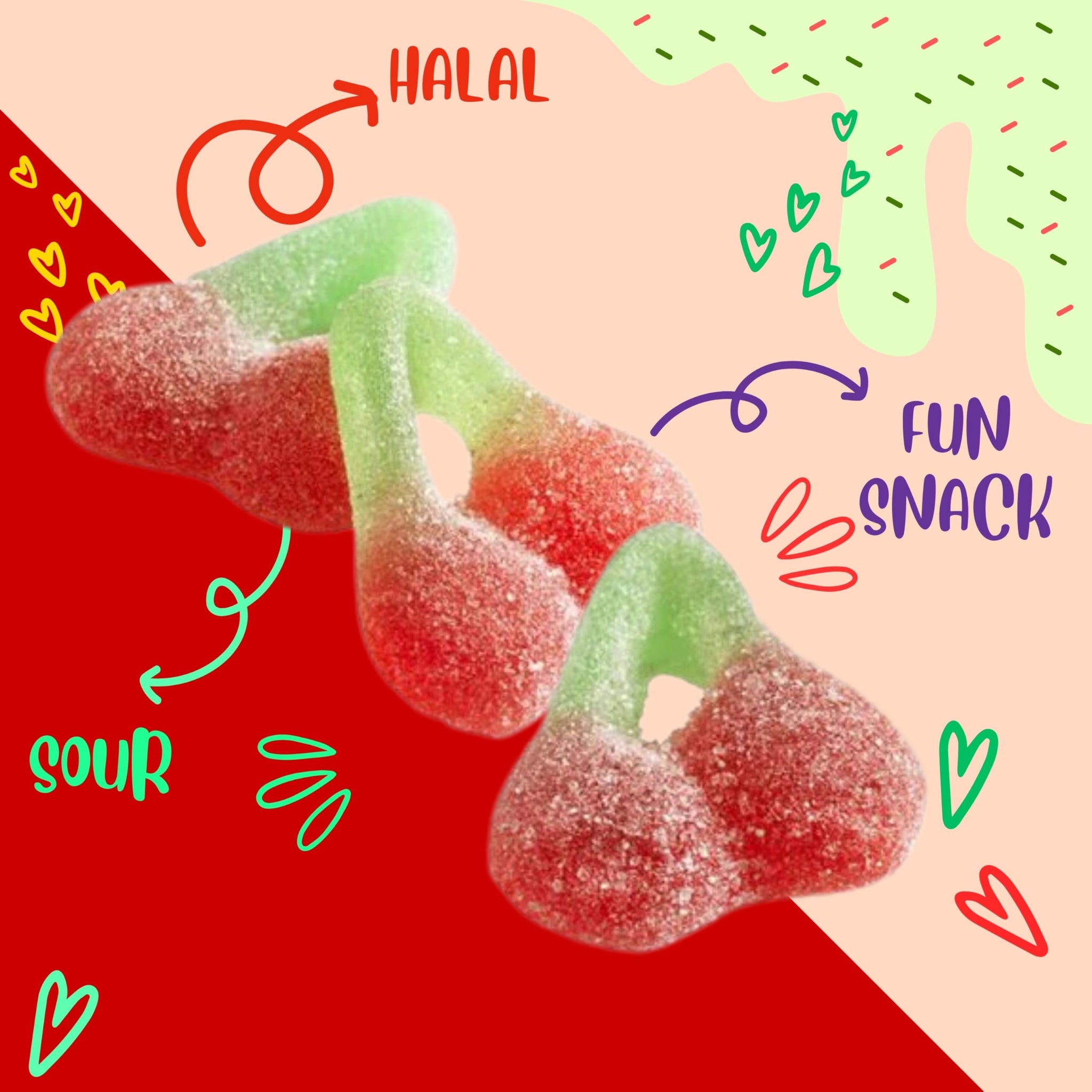 Sour Cherry Gummy Candy, Halal Candy Bulk 2 Pound Bag | Sweet & Tangy Cherry Gummies | Fruit Flavored Gummies for Parties, Candy Buffets, Goodie Bags