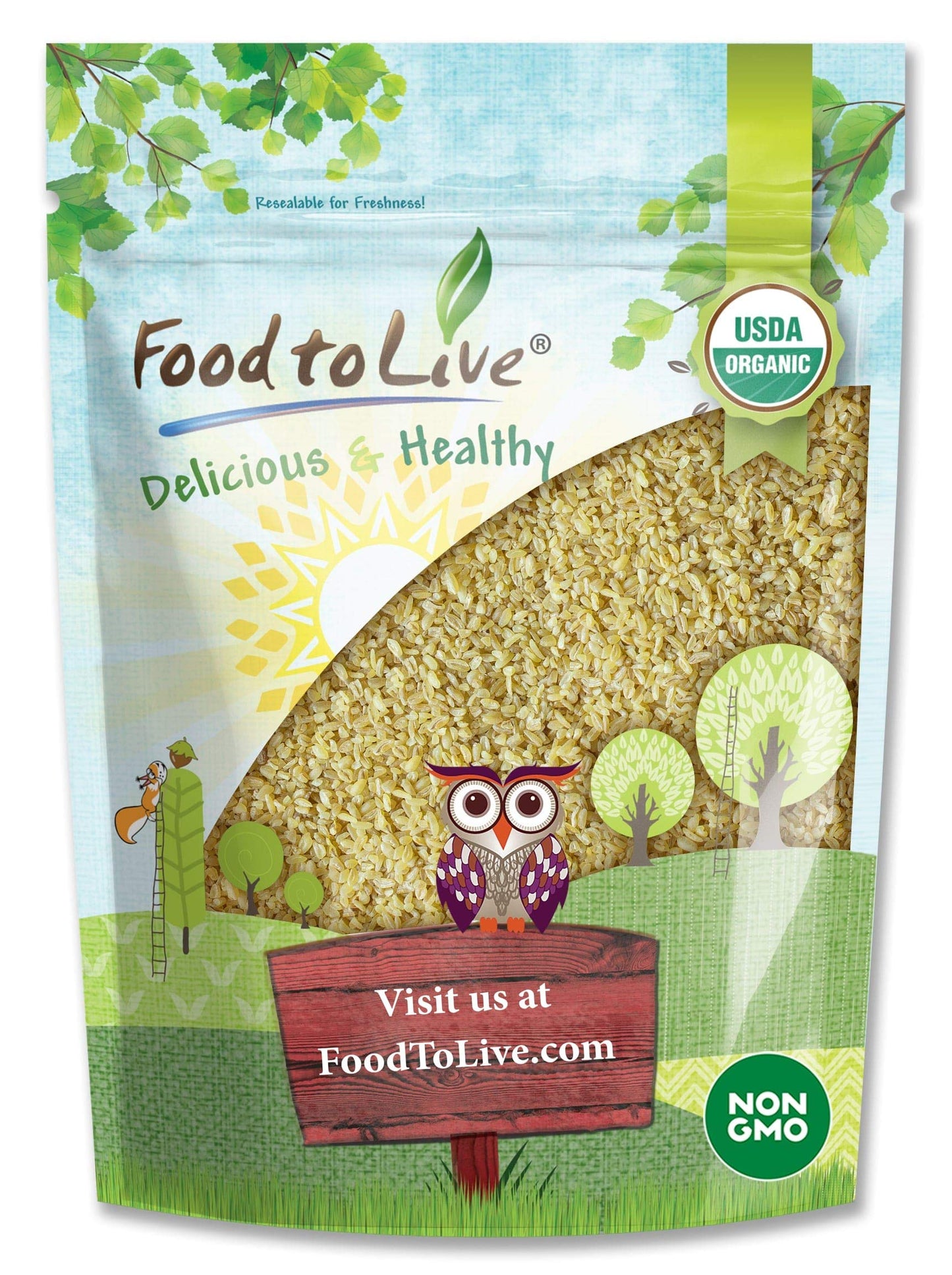 Organic Bulgur Wheat, 8 Ounces - Non-GMO Whole Grain, Parboiled Groats, Kosher Borghul Berries, Bulk Seeds, Coarse, High in Dietary Fiber, Manganese, Magnesium, and Copper.