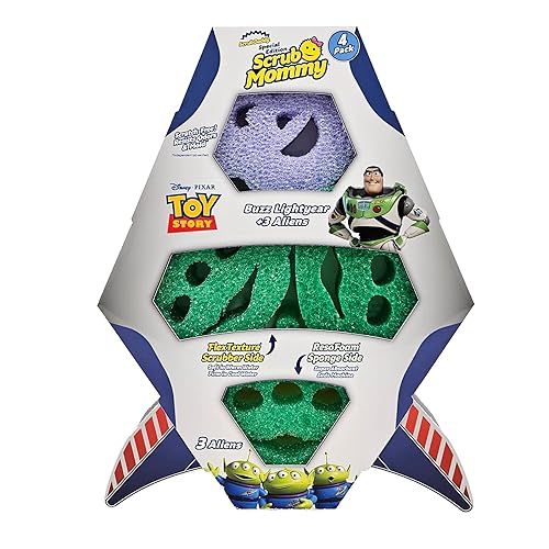 Scrub Daddy Scrub Mommy Toy Story Rocket Ship FlexTexture + ResoFoam Cleaning Sponges - Non-Scratch Sponges for Everyday Cleaning - Kitchen, Bathroom