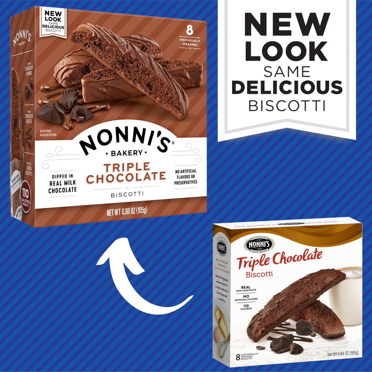 Nonni's Triple Chocolate Biscotti Italian Cookies - 3 Boxes Triple Chocolate Italian Biscotti Cookies w/Dark Chocolate - Biscotti Individually Wrapped