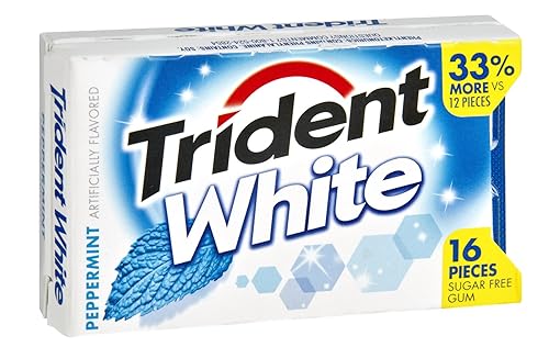 Trident White Peppermint Sugar Free Gum 16 PC (Pack of 36)