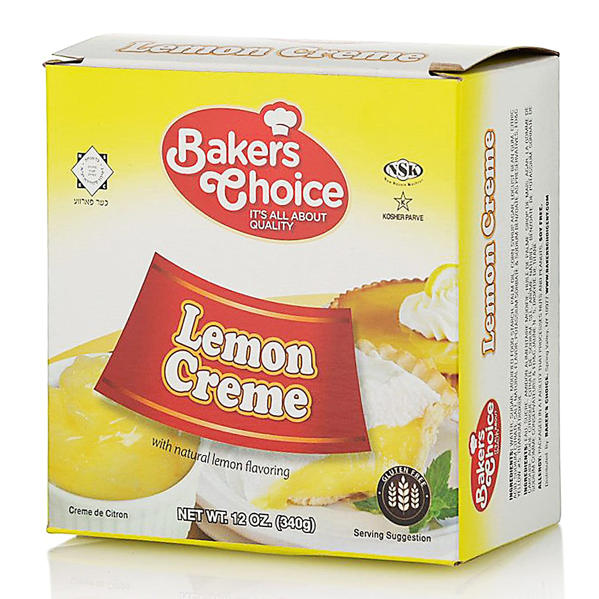 Lemon Pie Filling, 12 oz - Lemon Cake Filling Cream - Pastry Filling Cake Donut and Dessert Topping and Spread - Kosher - by Bakers Choice