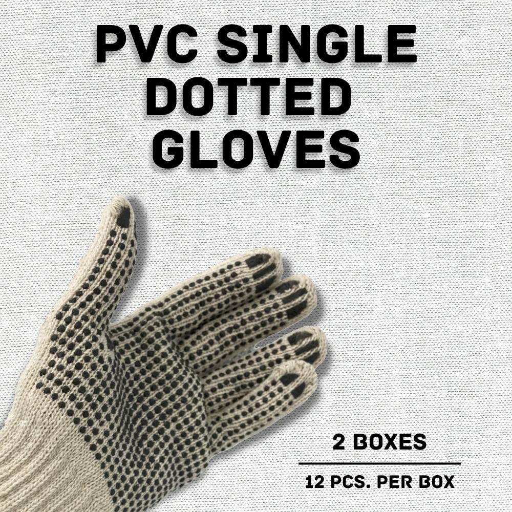 PackagingSuppliesByMail PSBM PVC Dot Gloves Single Side Work Safety Dotted Industrial Non-Disposable Glove Men's Size - Large 2 Dozens