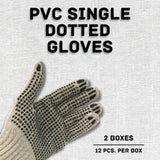 PackagingSuppliesByMail PSBM PVC Dot Gloves Single Side Work Safety Dotted Industrial Non-Disposable Glove Men's Size - Large 2 Dozens