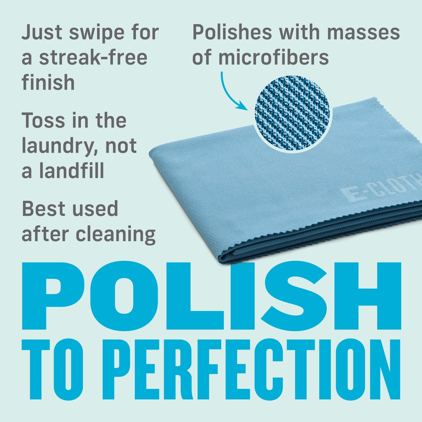 E-Cloth Glass & Polishing Cloth - Microfiber Cleaning Towel Cloth for Windows, Cars, Mirrors, Eyeglasses, & More, Streak Free Clean, Reusable
