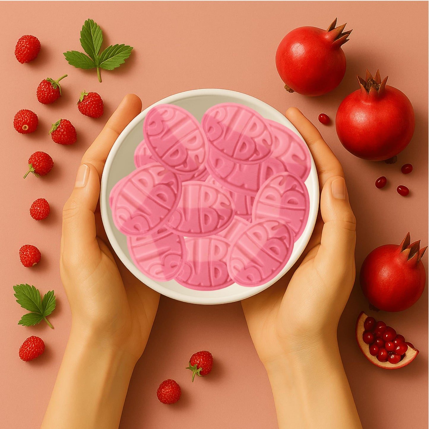 Bubs Wild Strawberry Pomegranate Ovals. 1 POUND of Soft & Chewy Swedish Candy. Marshmallow Gummy Hybrid Vegan, Gluten and Gelatin Free Foam Godis