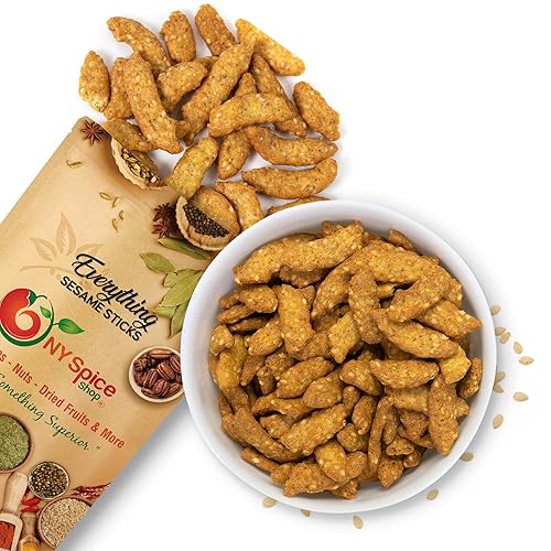 NY Spice Shop Everything Sesame Sticks Bulk - 1 Pound Everything Sesame Sticks - Crunchy Healthy Roasted Fresh Seed Crackers - Snack Mix Delicious