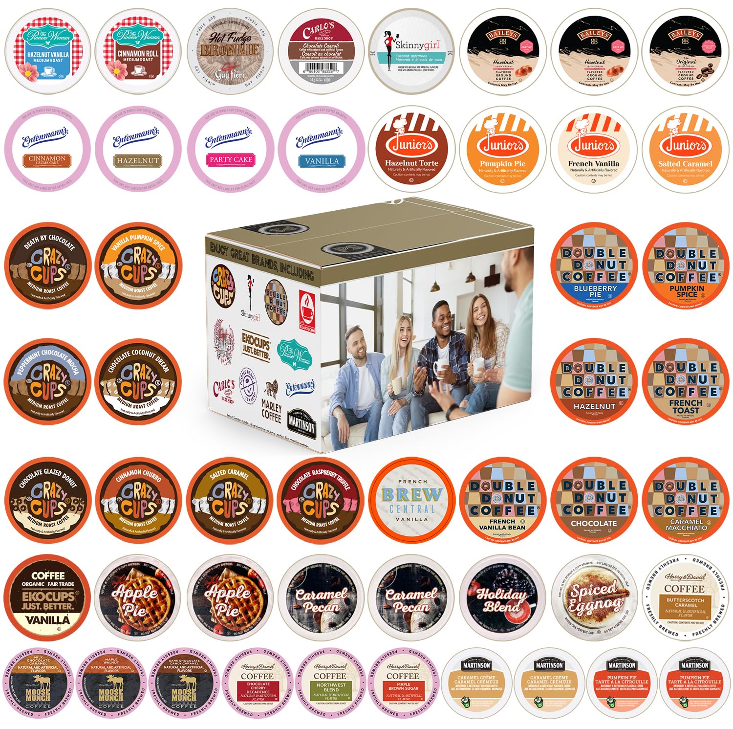 Perfect Samplers Flavored Coffee Variety Pack, Flavored Coffee Pods, Including Vanilla, Chocolate Coffee & More, Flavored Coffee Pods Variety Pack