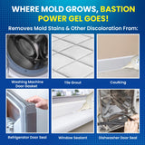 Bastion Mold Stain Remover Power Gel Cleaner Heavy Duty Cleaning Solution for Front Loader Washing Machine Seal, Bathroom Grout, Shower, Caulk (7 fl