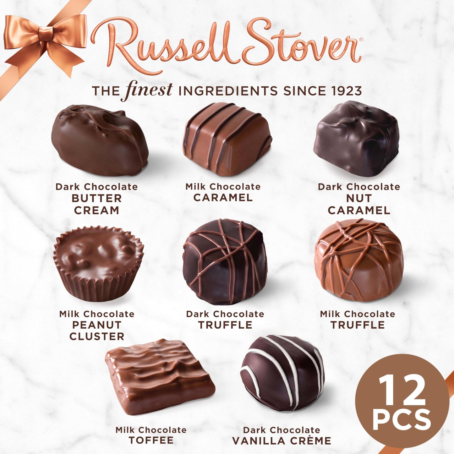 RUSSELL STOVER Christmas Assorted Milk & Dark Chocolate Candy Tree-Shaped Gift Box, 6.3 oz.