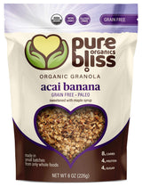 Pure Bliss Organics, Organic Paleo Granola Variety 3-Pack, 3 x 8.0 oz Pouches, 1 each of Grain Free Acai Banana, Grain Free Carrot Cake, Grain Free