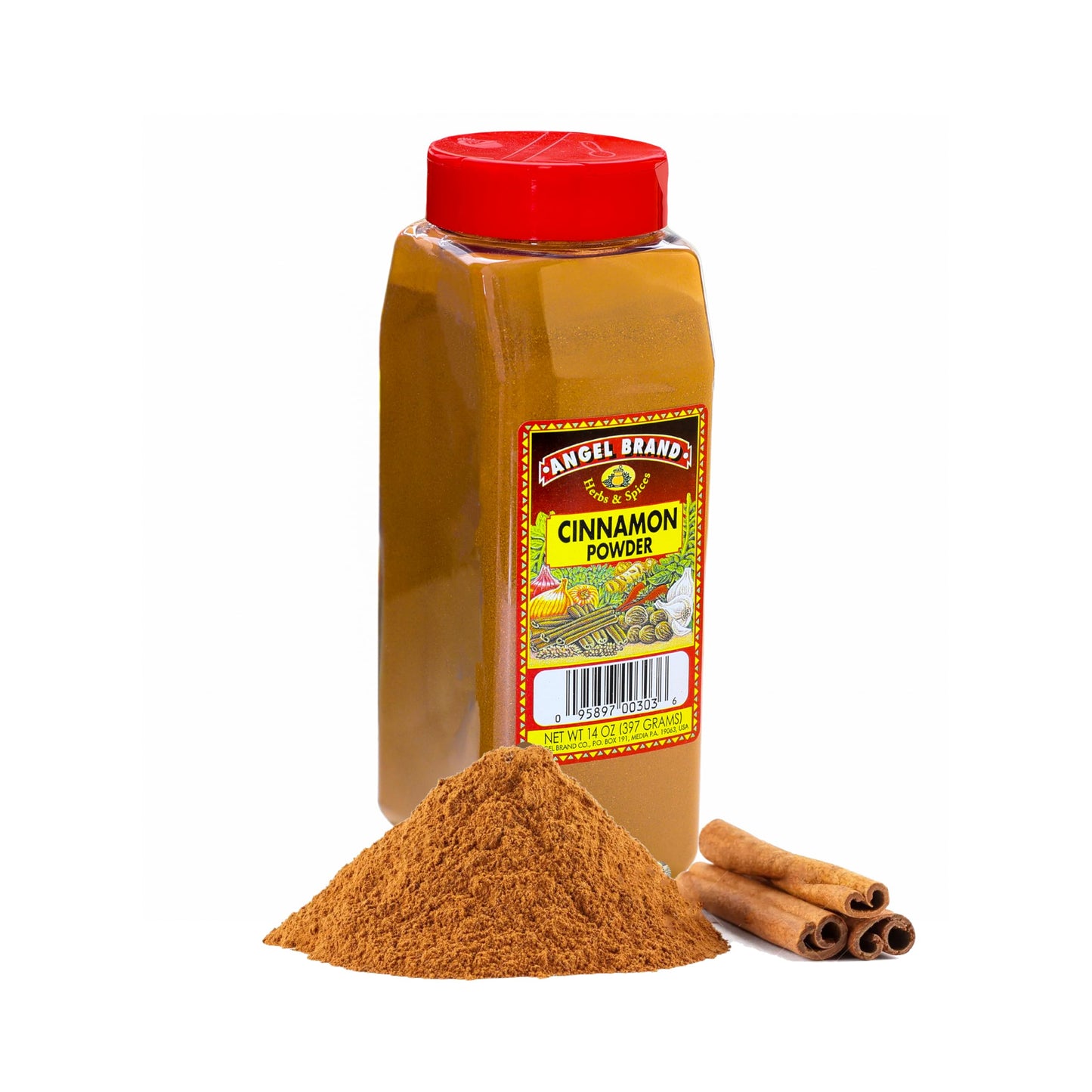 Angel Brand Cassia Cinnamon Powder - Premium Ground Cinnamon for Baking, Coffee, Smoothies, and More - Sweet and Aromatic Spice in a 14oz Bottle