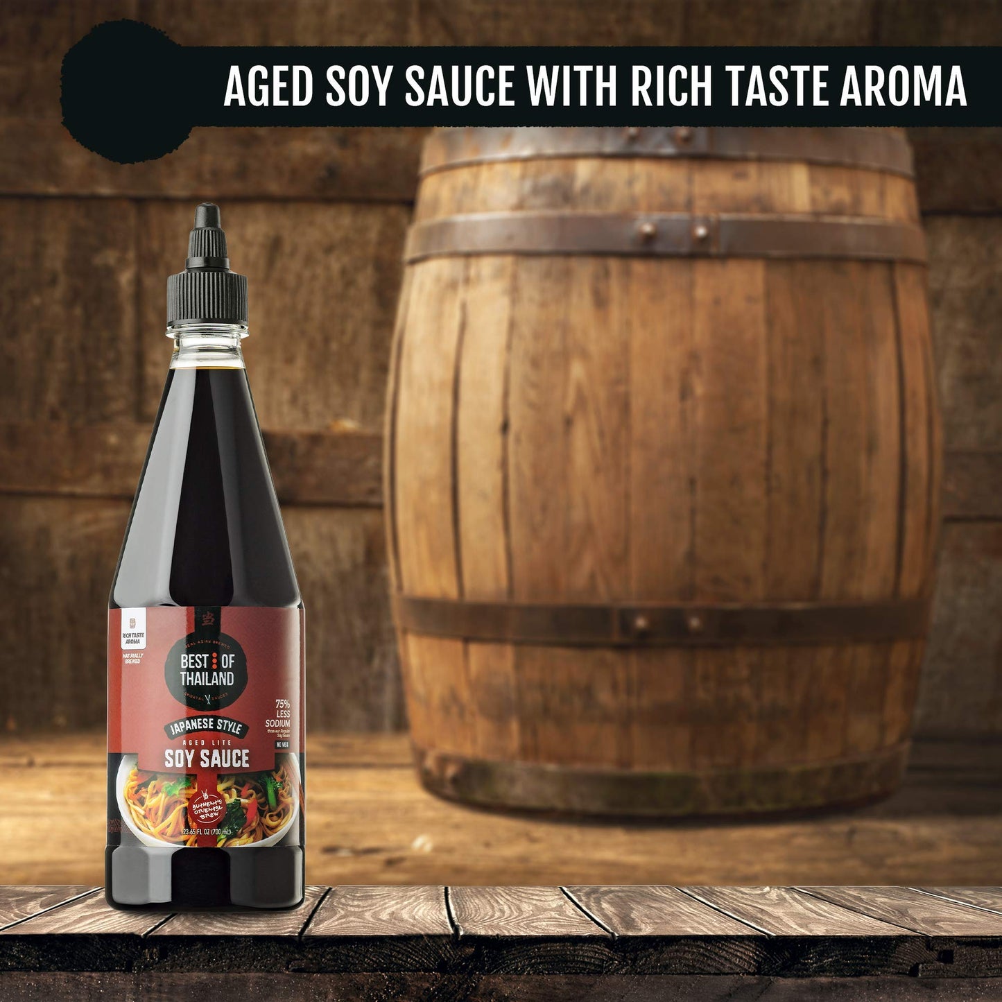 Best of Thailand Japanese Soy Sauce | Japanese Style Barrel Aged Lite Dark Soy Sauce | 2 Bottles of 23.65oz Real Authentic Asian-Brewed Marinade Sauce