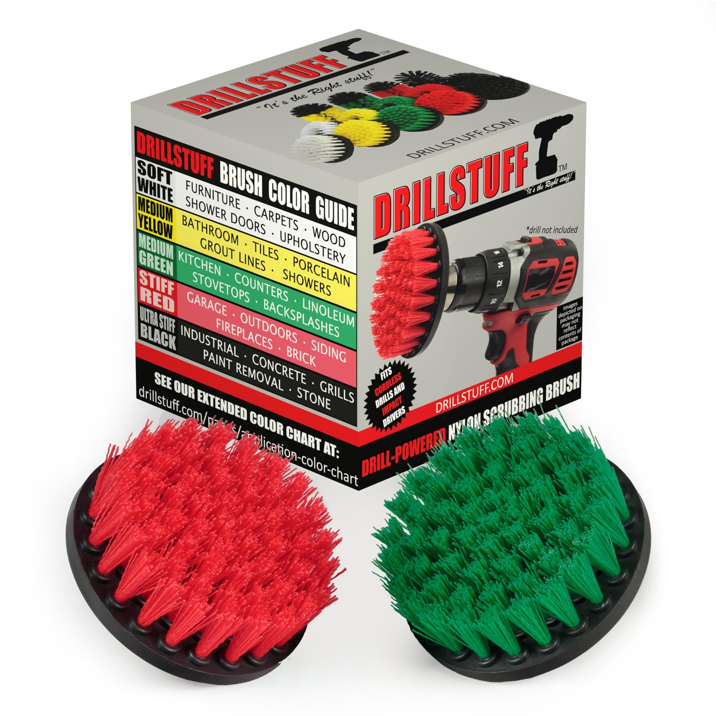 Cleaning Supplies - Medium/Stiff Power Scrubbers - Kitchen Accessories - Drill Brush - Stove - Sink - Griddle - Cooktop - Tile - Cast Iron Skillet