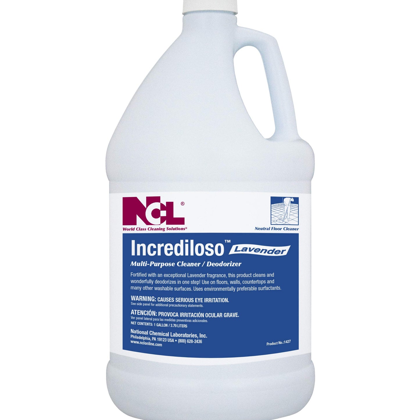 National Chemical Laboratories INCREDILOSO-LAVENDER Multi-Purpose Cleaner/Deodorizer, 4 x 1 Gallon, Makes 256 Gallons of Cleaner (NCL1427-29)