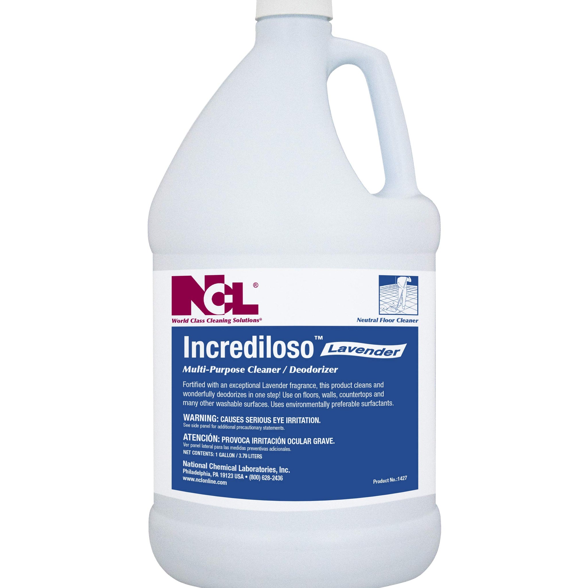National Chemical Laboratories INCREDILOSO-LAVENDER Multi-Purpose Cleaner/Deodorizer, 4 x 1 Gallon, Makes 256 Gallons of Cleaner (NCL1427-29)