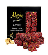 Mughe Gourmet Luxury Zereshk Barberry Pistachios Turkish Delight with Pomegranate Flavor 360g-20pc - Gourmet Gift Box - Sweet and Sour Zereshk Grape