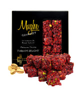 Mughe Gourmet Luxury Zereshk Barberry Pistachios Turkish Delight with Pomegranate Flavor 360g-20pc - Gourmet Gift Box - Sweet and Sour Zereshk Grape
