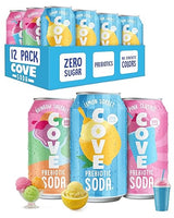 Cove Prebiotic Soda Soft Drinks with Zero Sugar - Refreshing Healthy Soda Alternative with 4g of Fiber for Digestive Support - Natural, Caffeine Free