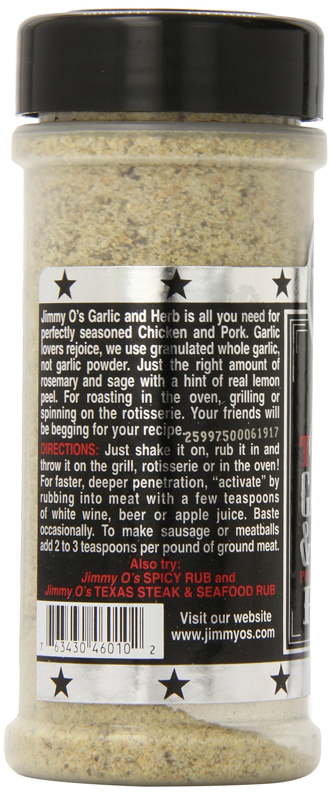 Jimmy O's Texas Rub, Garlic and Herb, 7 Ounce