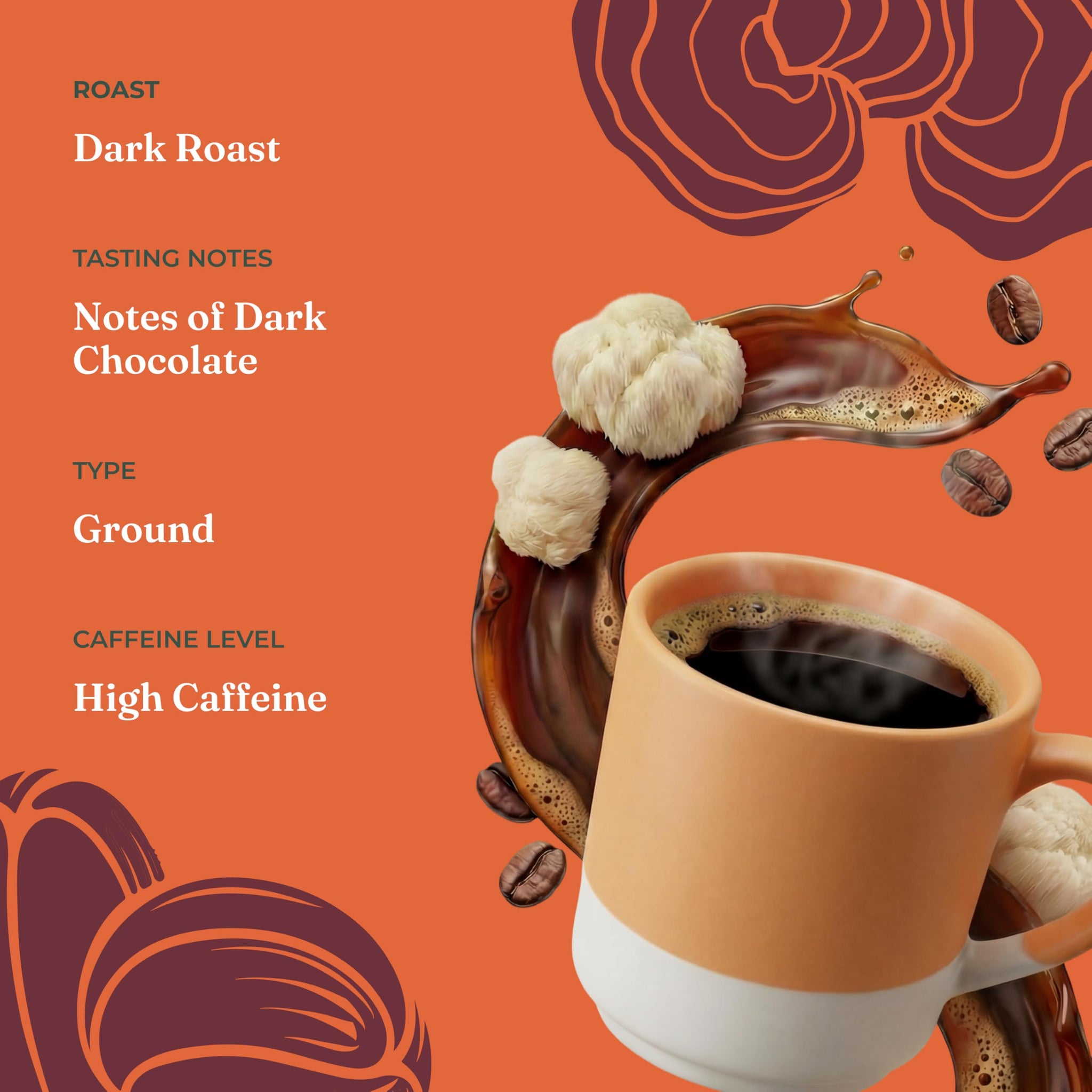 Four Sigmatic Organic High Caffeine Lion's Mane Ground Coffee, 10 OZ