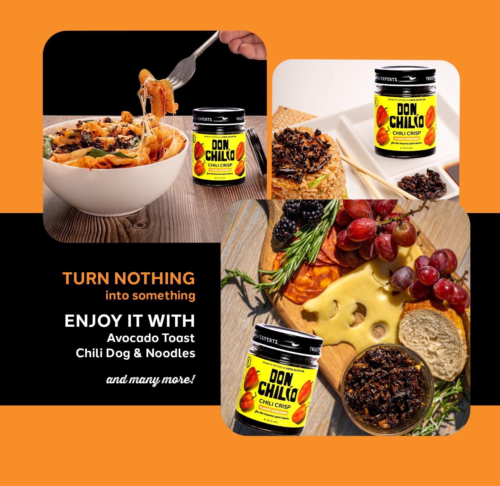 Don Chilio Hot Habanero Mexican Chile Crisp, 5 oz., 3 Pack - Crunchy Sliced Habanero Fried Chili Peppers in Hot Seasoned 100% Olive Oil