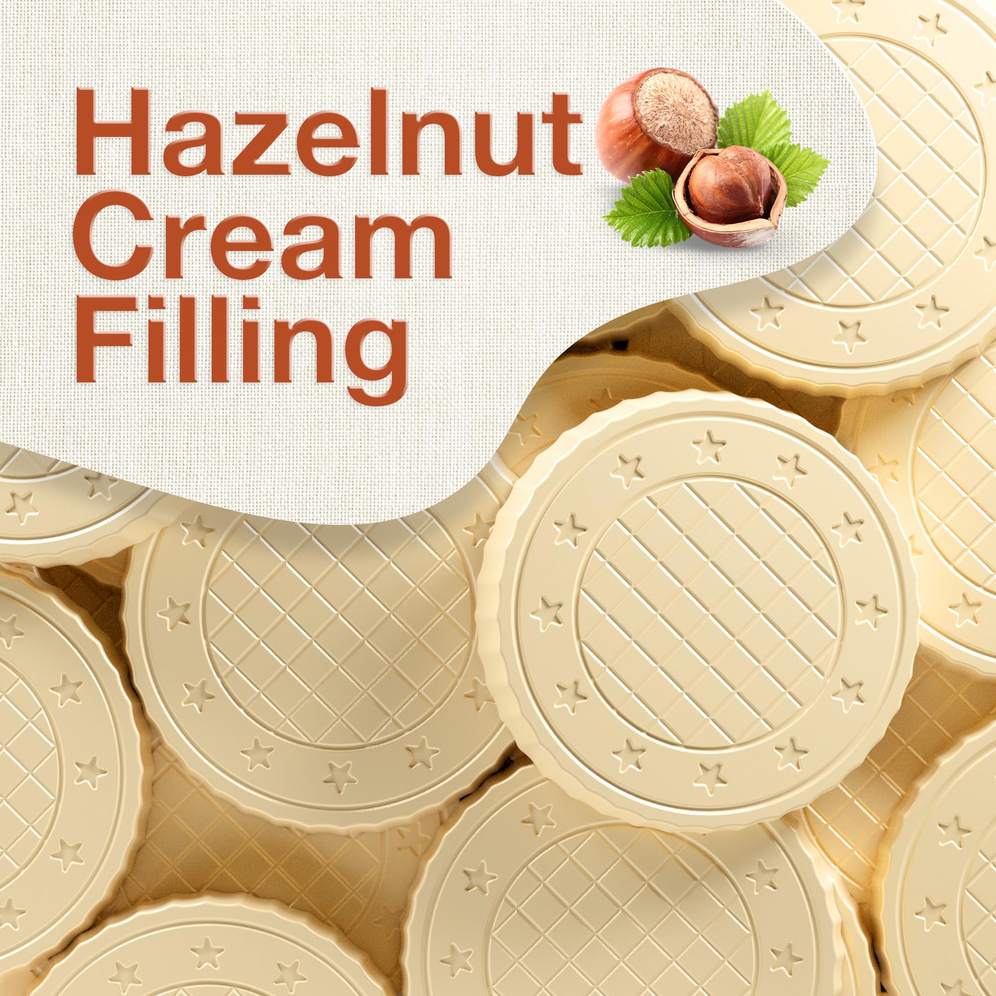 Fiorella Crunch White Chocolate Wafer Cookies, 18 Count, Chocolate Covered Crispy Thin Wafers with Layers of Hazelnut Cream Filling, Individually