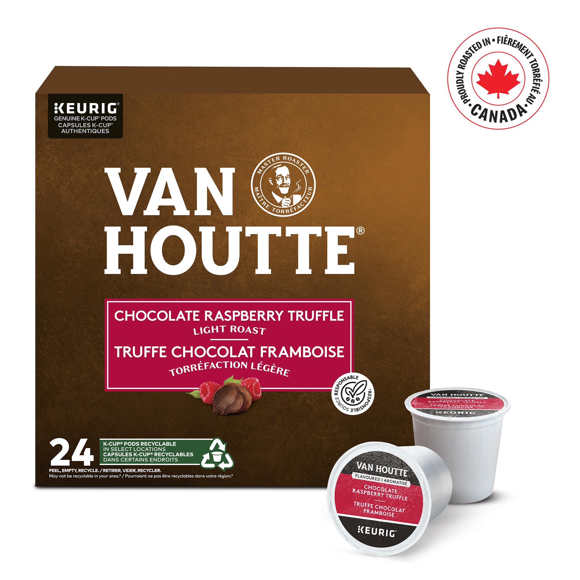 Van Houtte Raspberry Chocolate Truffle Coffee, K-Cup Portion Pack for Keurig Brewers (24 Count)