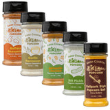 Amish Country Popcorn | 5 Pack Seasoning Bundle | Buffalo, Garlic Parmesan, Jalepeno Cheddar, Dill Pickle, BallPark Buttersalt | Old Fashioned