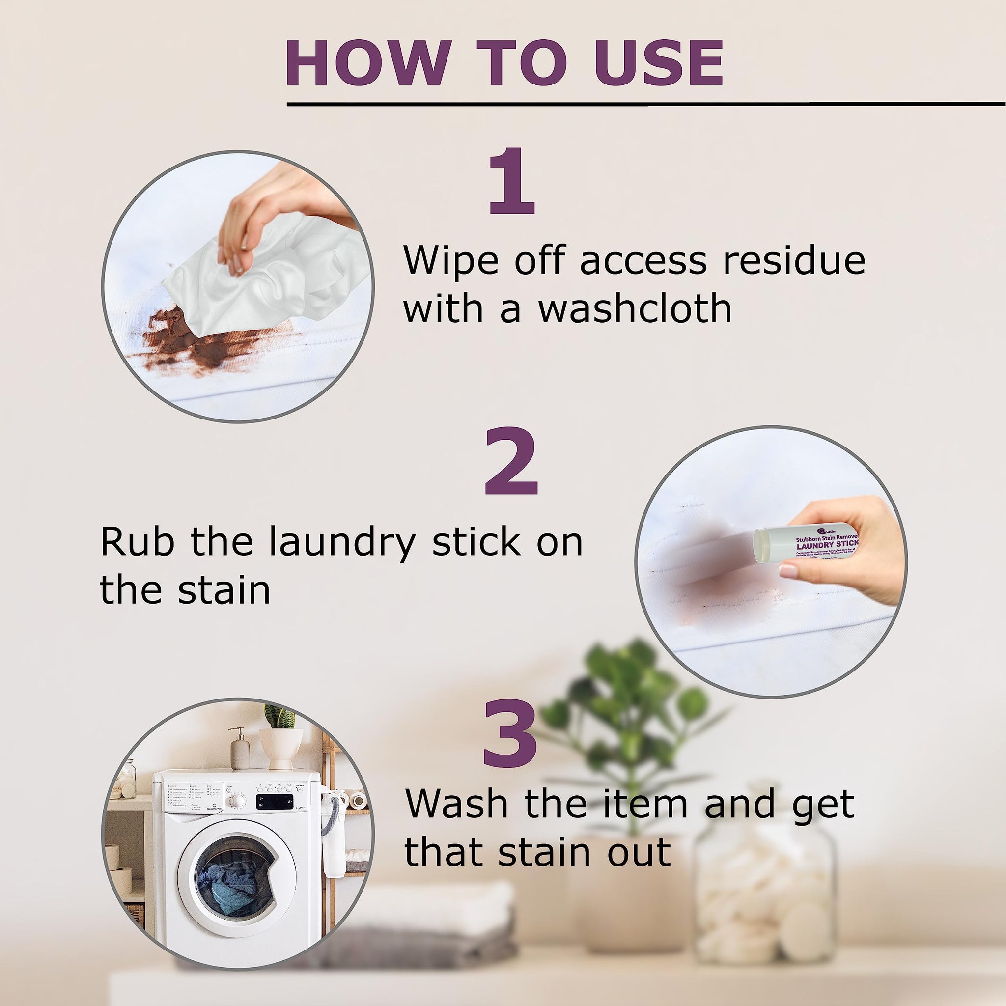 Cadie Laundry Stain Remover Stick - Pre Wash Spot Cleaner for Fabric Clothing on Cotton,Wool,Synthetics - Easy Removal