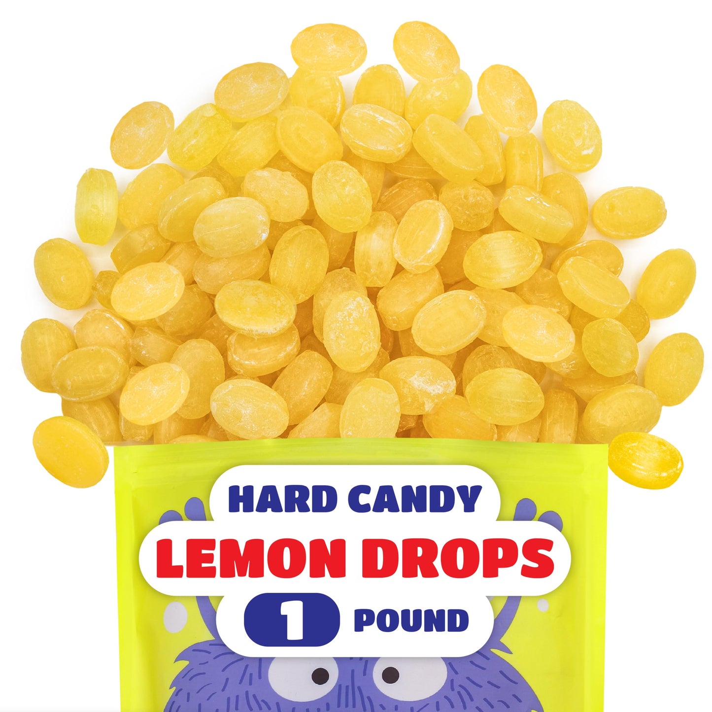 Lemon Drops Hard Candy - 1 Pound Pack - Sanded Lemon Candy with Sweet and Tart Citrus Flavor - Old Fashioned Yellow Candy for Party Favors, Gifting