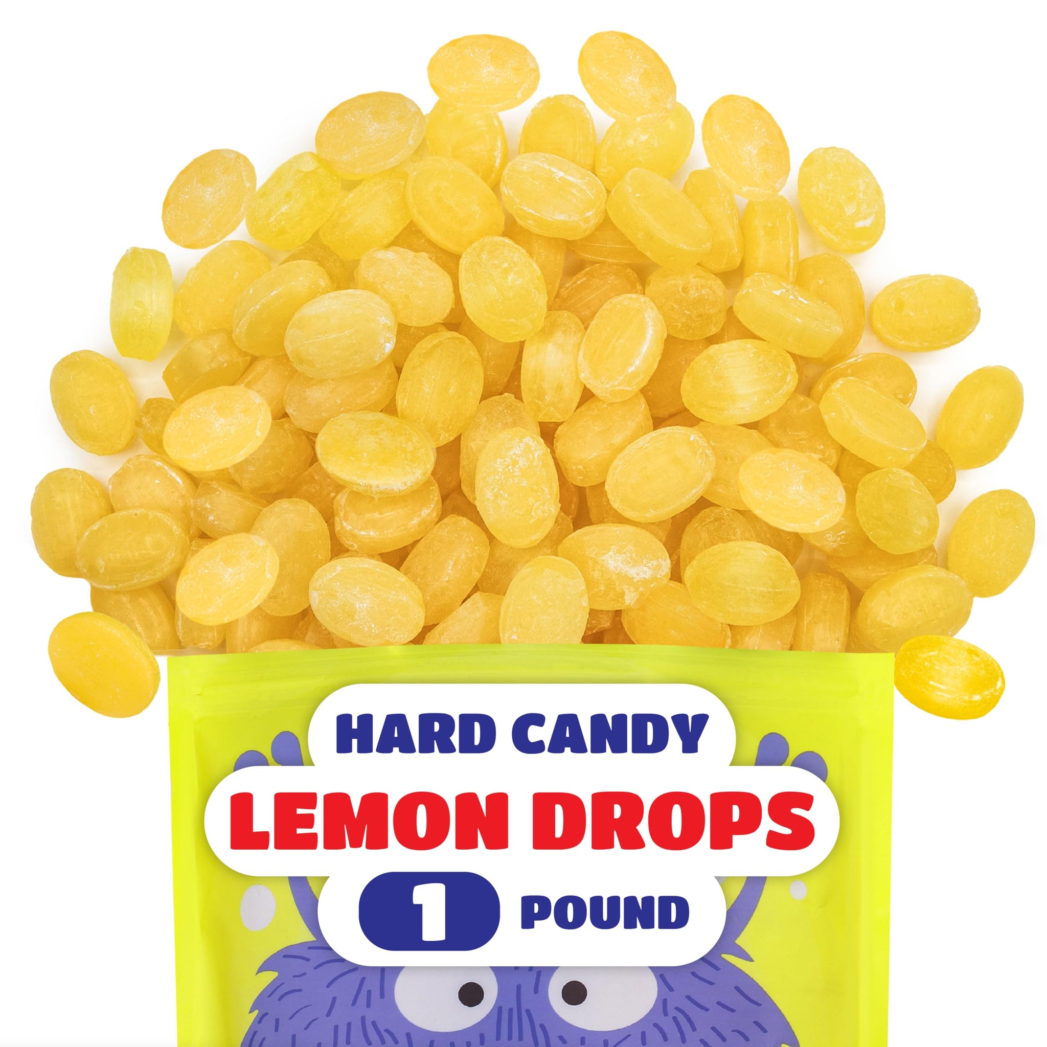 Lemon Drops Hard Candy - 1 Pound Pack - Sanded Lemon Candy with Sweet and Tart Citrus Flavor - Old Fashioned Yellow Candy for Party Favors, Gifting