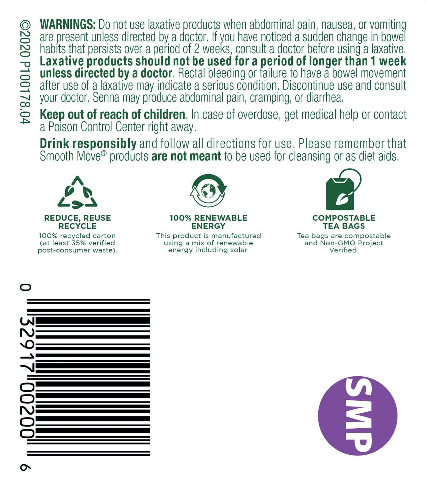 Traditional Medicinals Organic Smooth Move Peppermint Laxative Tea, 16 Tea Bags (Pack of 1)