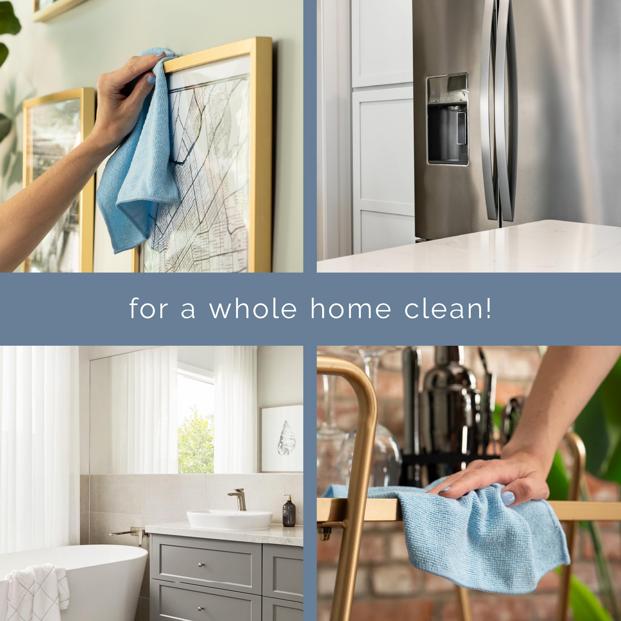S&T INC. 100 Pack Microfiber Cleaning Cloth, Bulk Towels for Home, Reusable Microfiber Towels for Cars, Cleaning Rags, Light Blue, 11.5 Inches x 11.5
