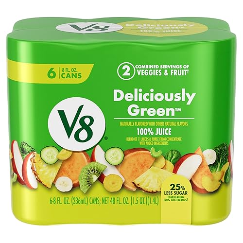 V8 Deliciously Green 100% Fruit and Vegetable Juice, 8 fl oz Can (6 Pack)