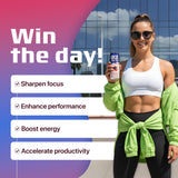 Focus Factor Energy Drink - 12 x 355ml Cans (Berry Flavour) - with Focus + Energy - Lightly Carbonated, Sugar Free, Low Calorie with Vitamins B6 & B12