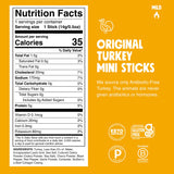 CHOMPS MINI Free Range Turkey Jerky Meat Snack Sticks, Original Turkey, 0.5 Ounce (Pack of 6)